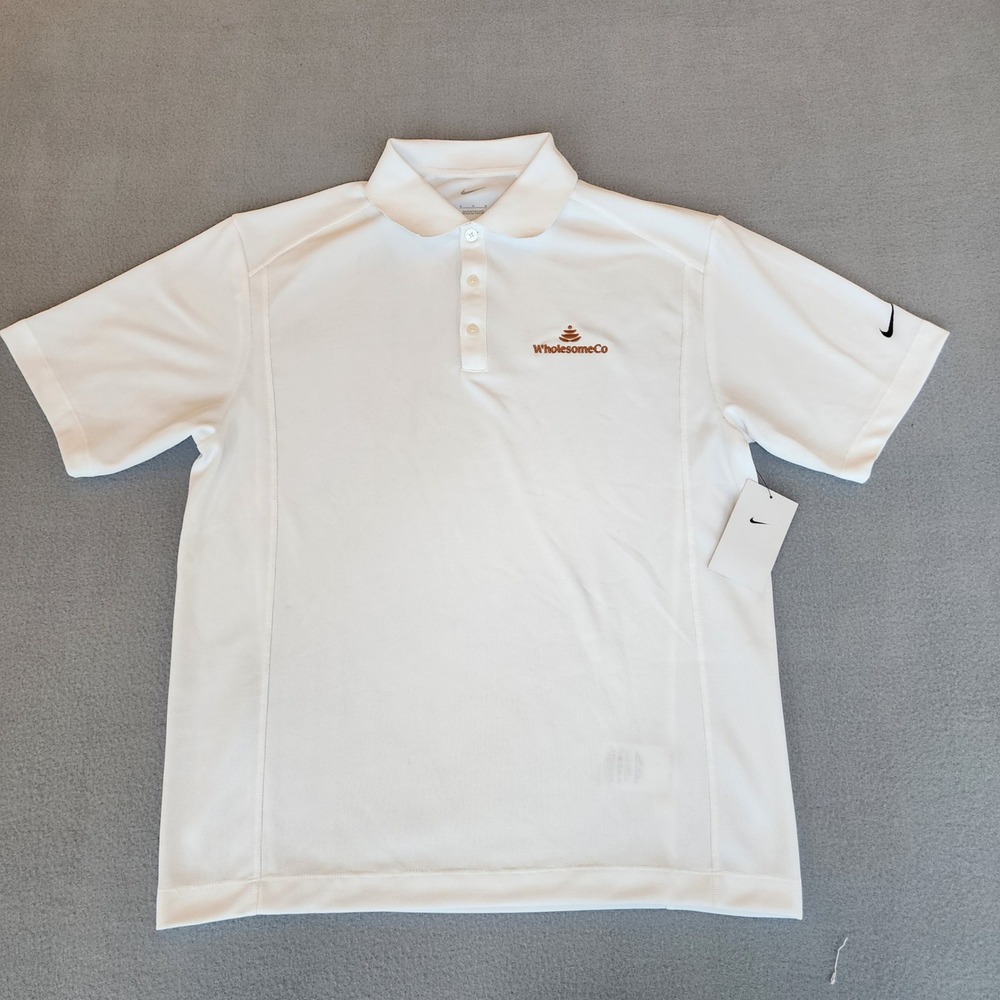 Nike Golf Mens White Short Sleeve Polo Shirt WholesomeCo Logo 267020-100 Size M